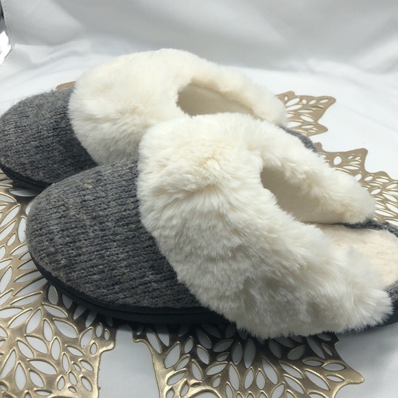 ULTRAIDEAS Knit and Faux Fur Mule Slides Bedroom Slippers Size 6.5-7.5 - Picture 4 of 10